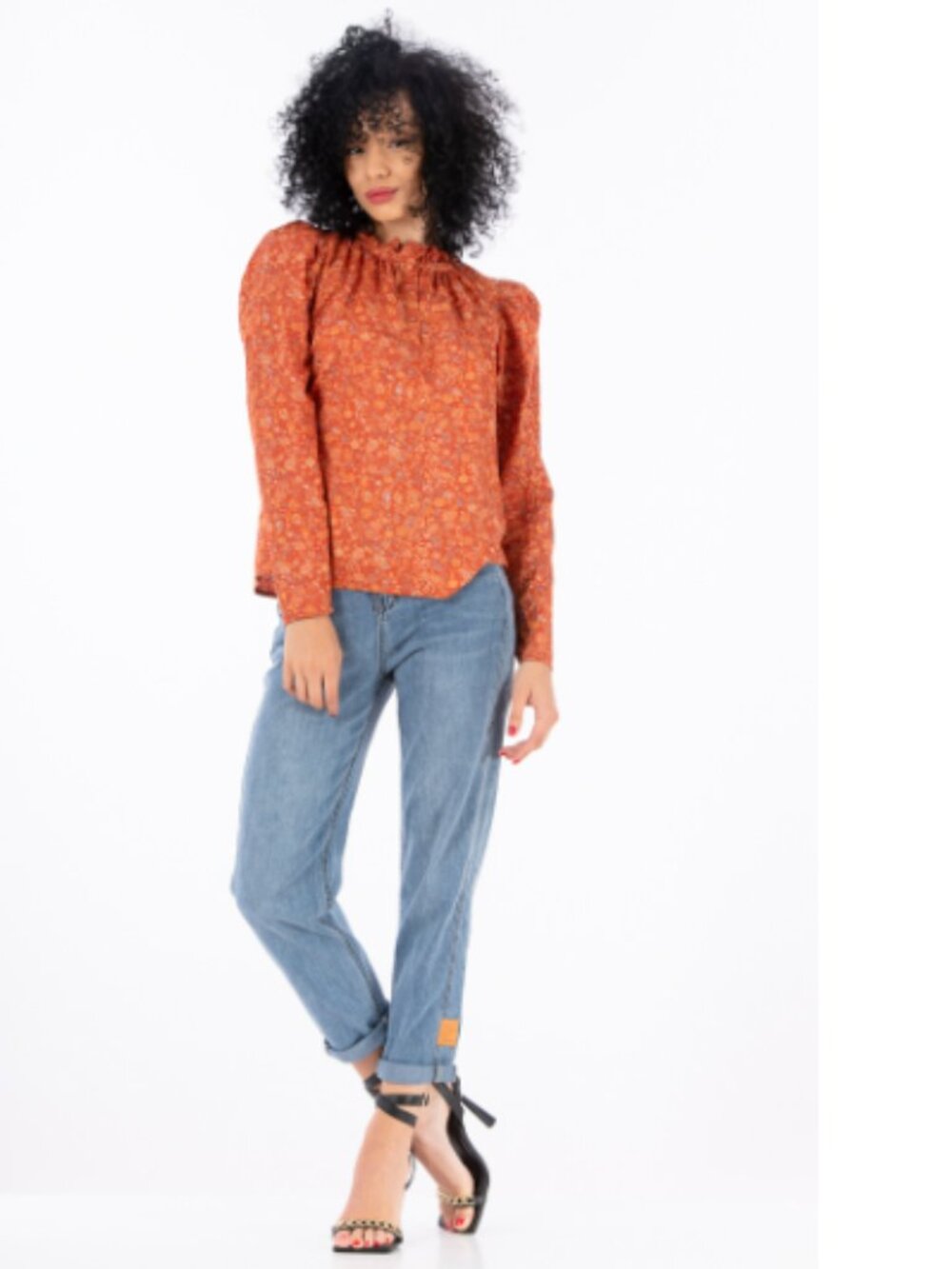 NEW House of Harlow 1960 by Nicole Richie  Patterned Long Sleeve Blouse - Picture 2 of 4